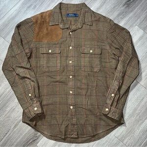 Large Brown Plaid Polo Ralph Lauren Long sleeve button up